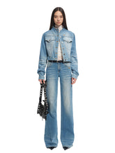 Twill Denim Cat-Whisker Stand-Collar Cropped Jacket - CHINASQUAD