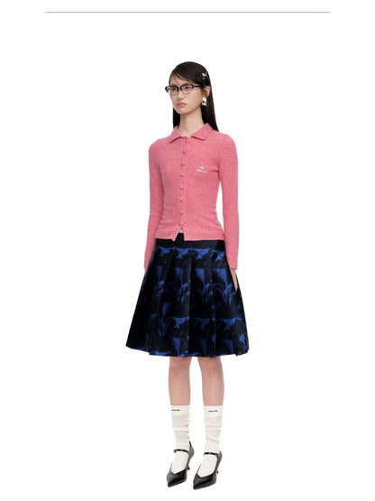 Collared Wool-Blend Fitted Knit Cardigan