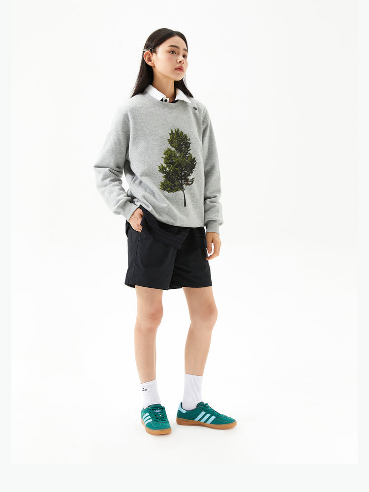 Loose Fit Printed Crew Neck Sweatshirt