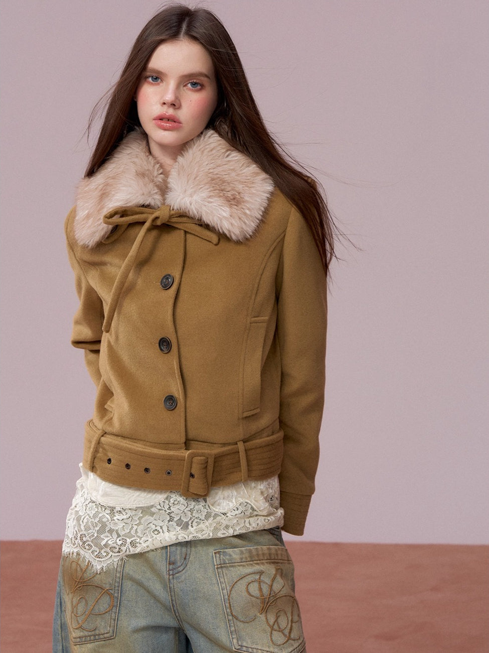Plush-Collar Quilted Cotton Jacket
