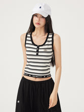 U-neck Striped Knitted Vest - CHINASQUAD