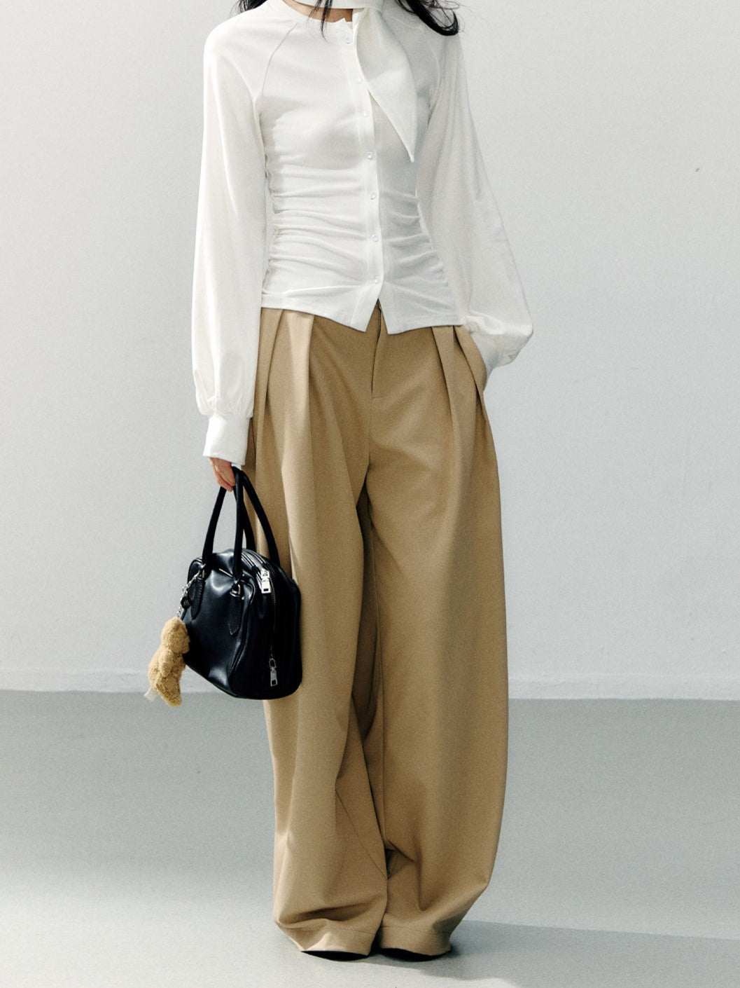 Detachable Lace-Trim Relaxed Tailored Trousers