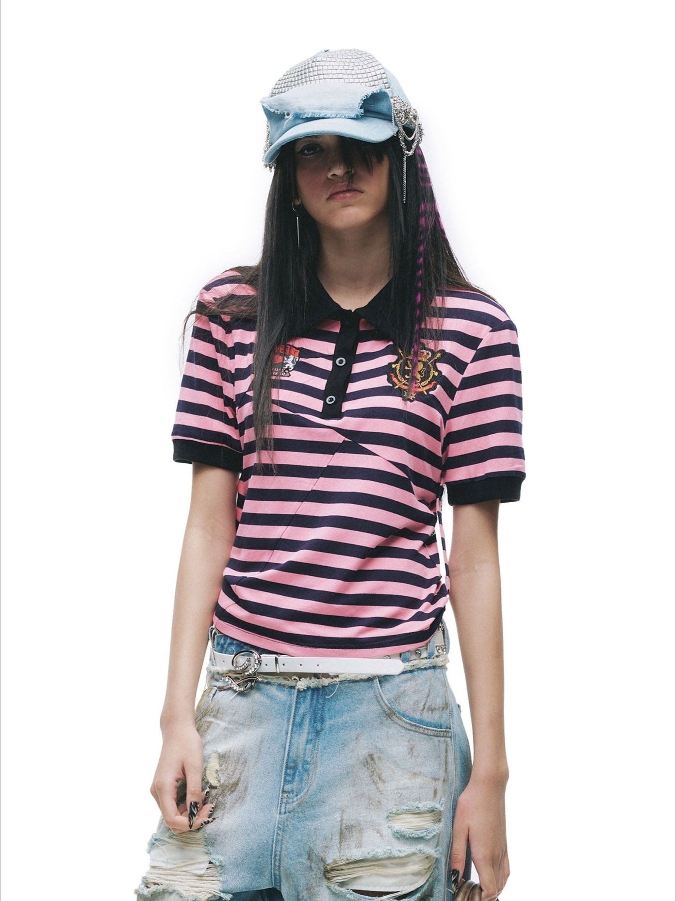Patchwork Drawstring Adjustable T-Shirt