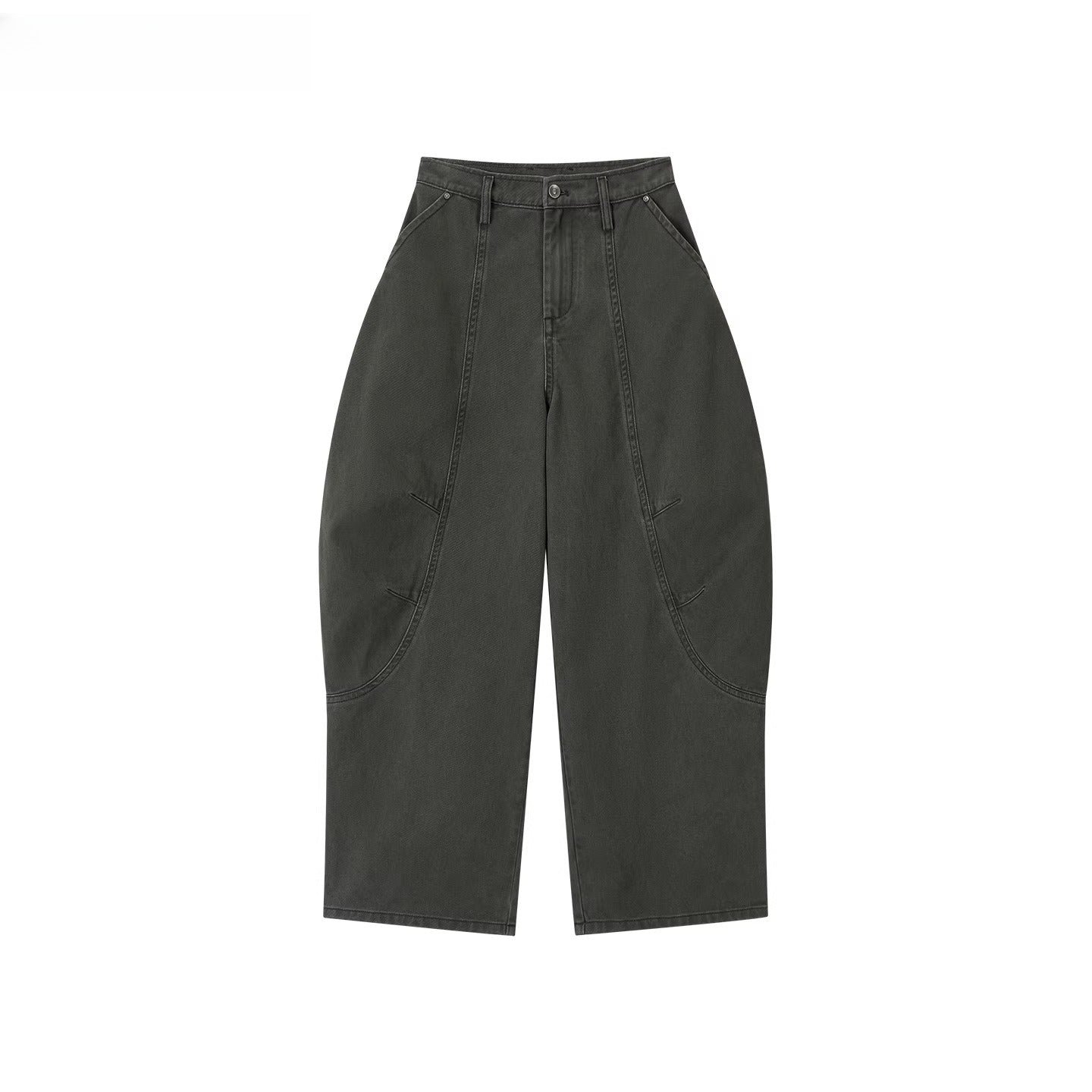 Army Green Relaxed Wide-Leg Pants