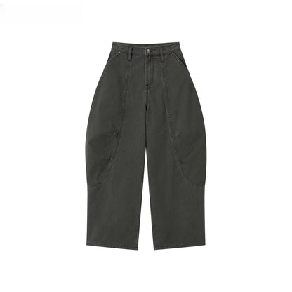 Army Green Relaxed Wide-Leg Pants