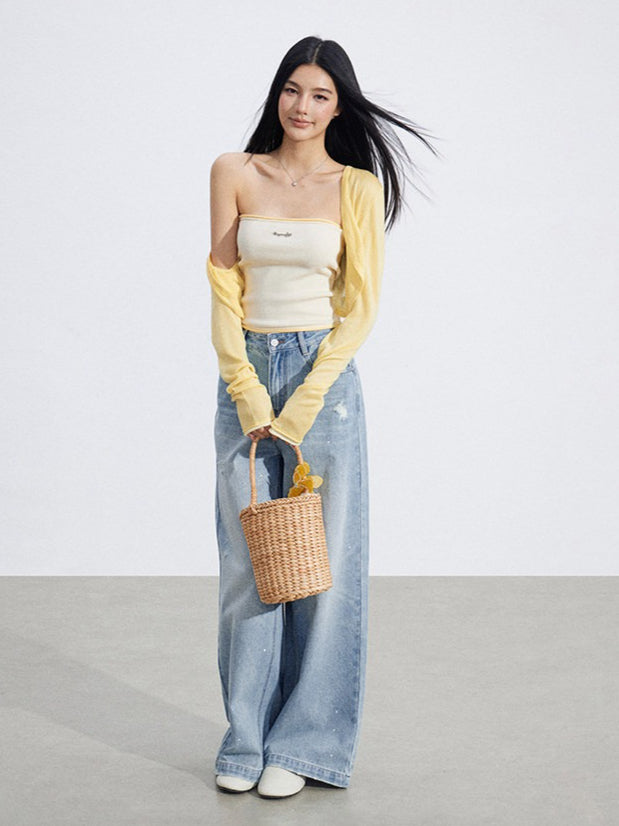 Shawl Cardigan and Bandeau Two-Piece Set