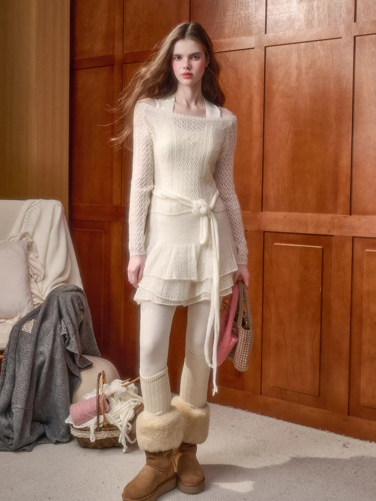 Mohair Wool-Blend Cloud Knit Set