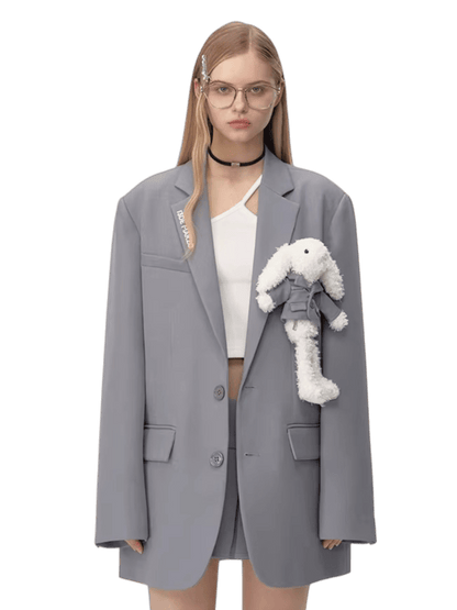 Plush Toy-Detail Relaxed-Fit Blazer