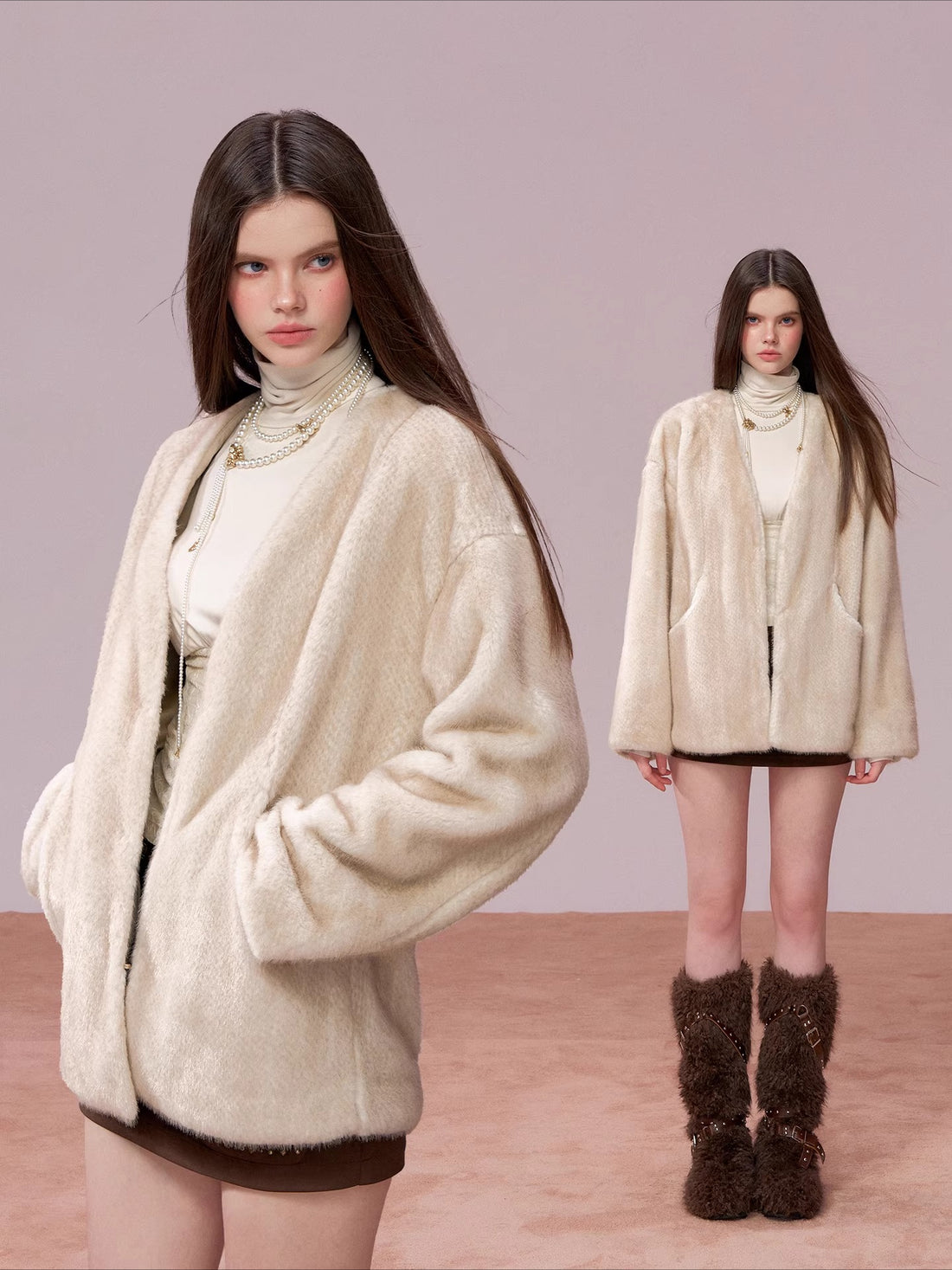 VIA PITTI Ombre Faux Fur Statement Jacket – view 4