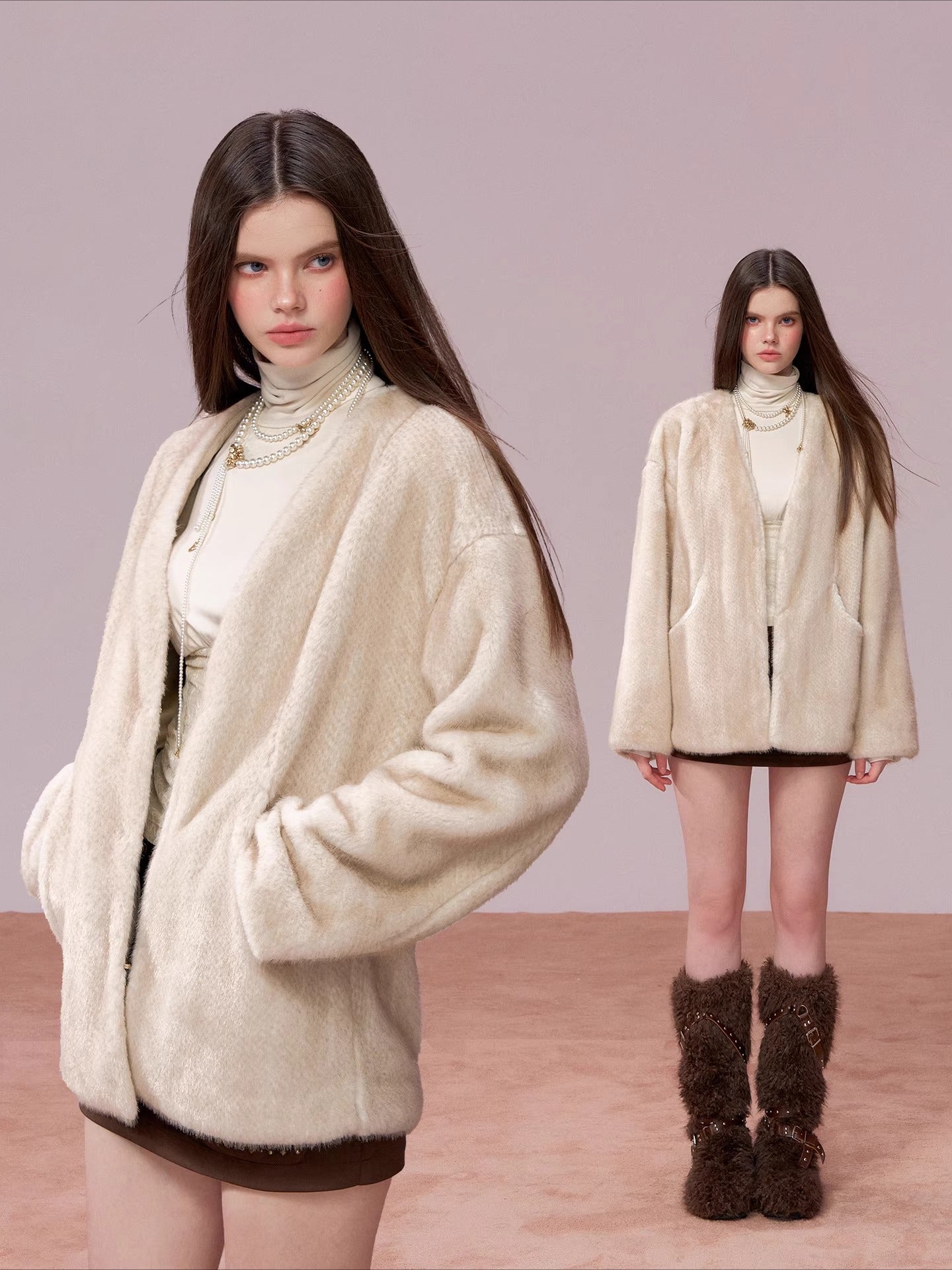 Ombre Faux Fur Statement Jacket