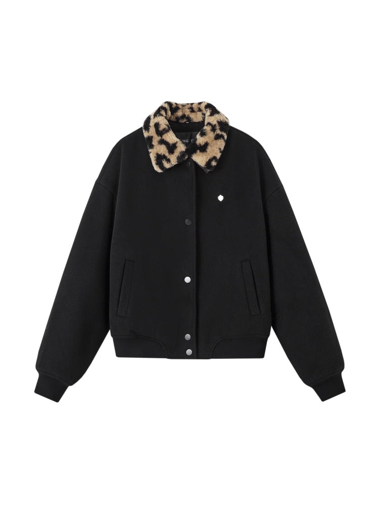 Detachable Fur Collar Baseball Jacket