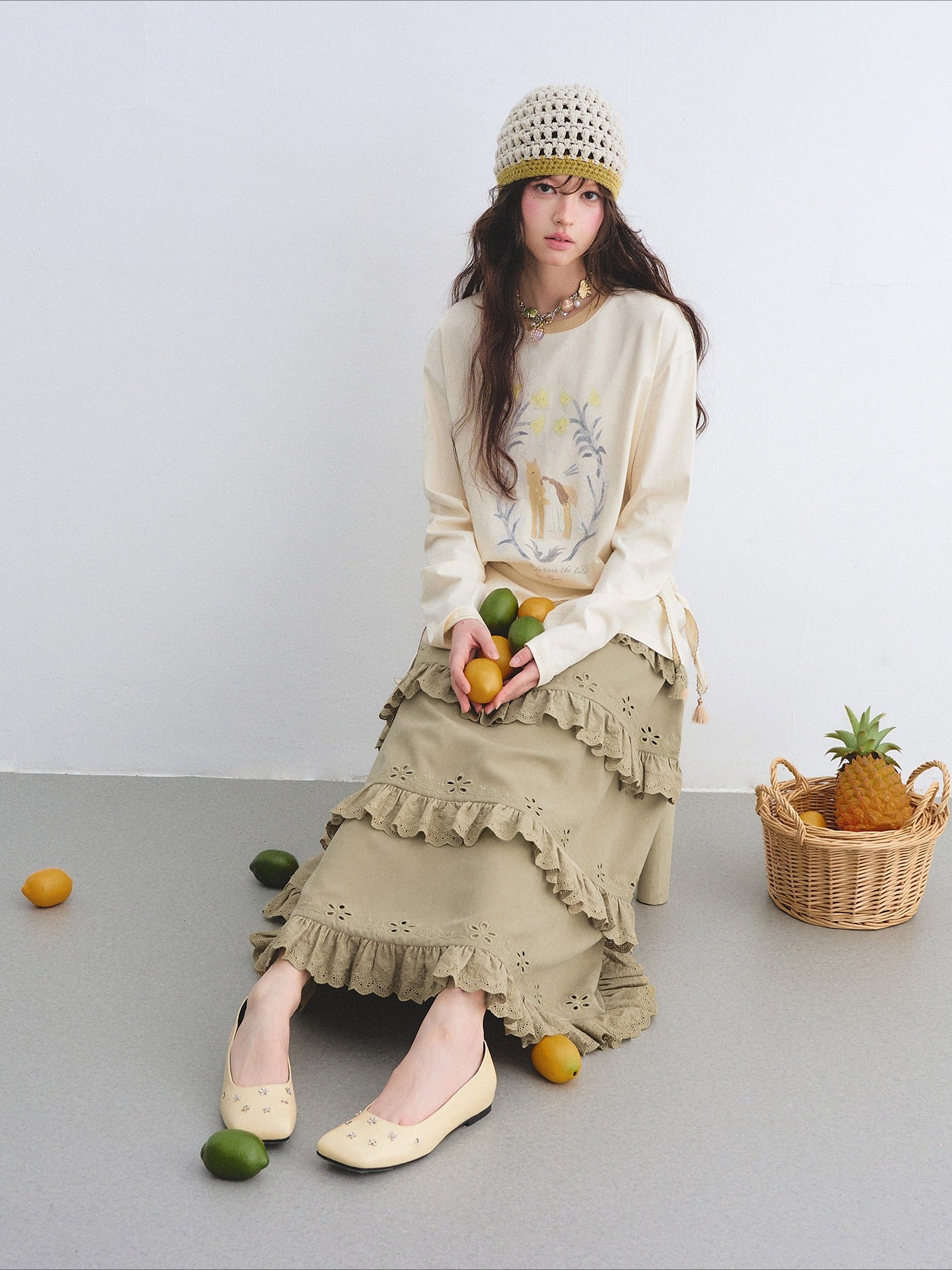 Bohemian Tiered Embroidered Maxi Skirt