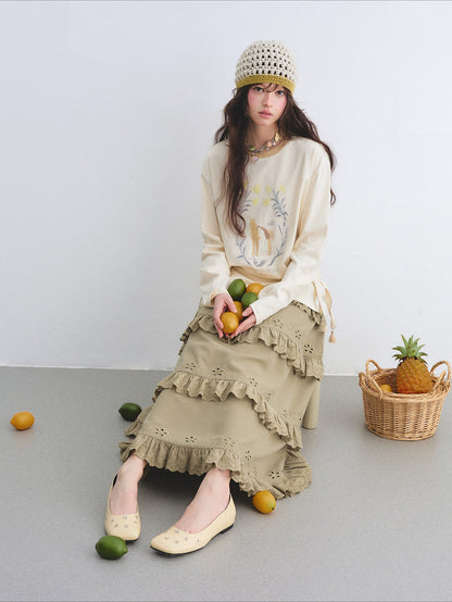 Bohemian Tiered Embroidered Maxi Skirt