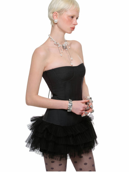 Boned Bustier Tulle Mini Dress