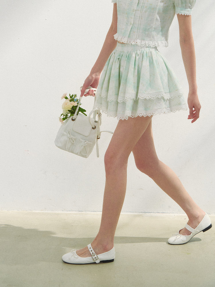 White Cotton Embroidered Shirt &amp; Skirt Set