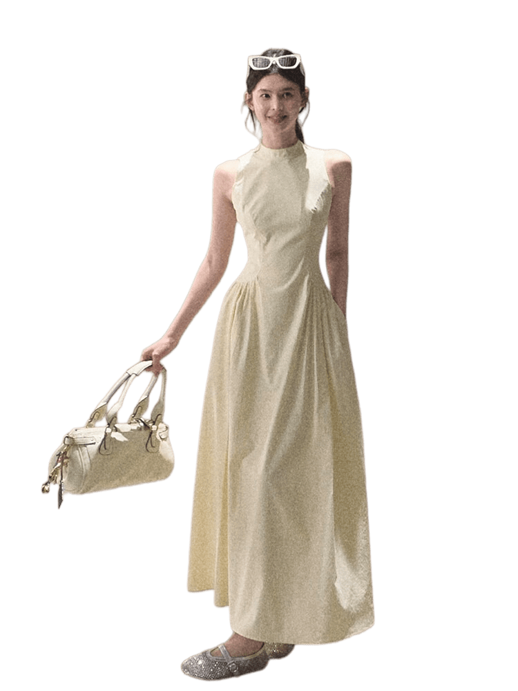 Vanilla Spring Halter Backless Dress