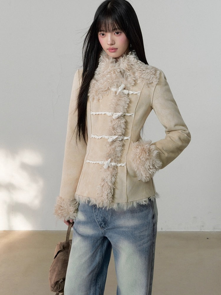 Shearling Lining Suede Duffle Jacket