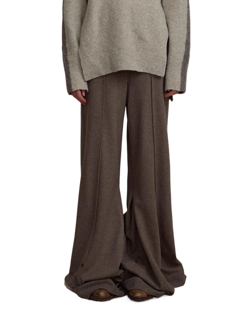 Wool Button-Front Straight-Leg Pants