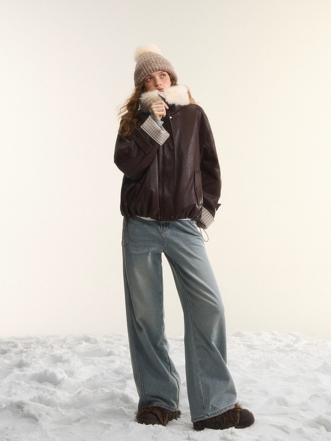 Washed Distressed Straight-Leg Denim Jeans