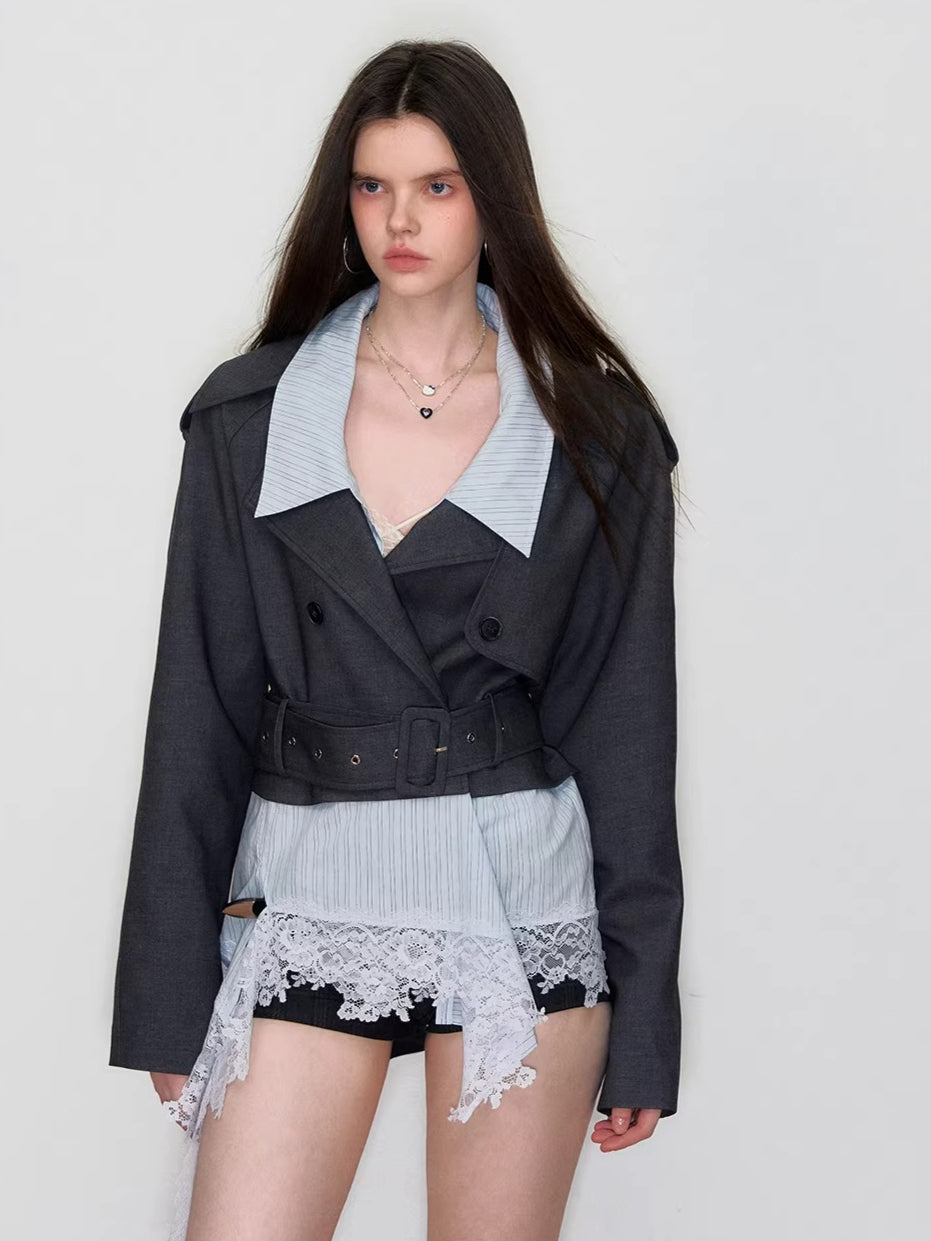 Detachable Faux Layered Blazer Jacket