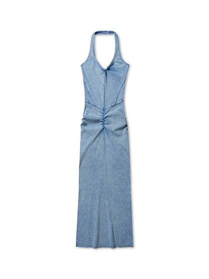&quot;Feria Series&quot; Volcano V-Waist Pleated Halter Dress - CHINASQUAD