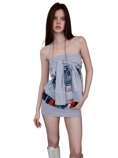 Off-Shoulder Printed Bodycon Dress - CHINASQUAD
