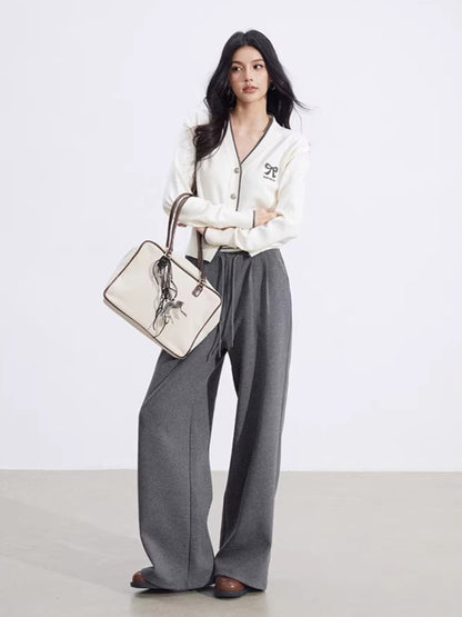 Layered-Effect Panelled Wide-Leg Pants