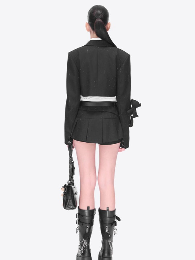 Shimmer Cropped Tailored Blazer