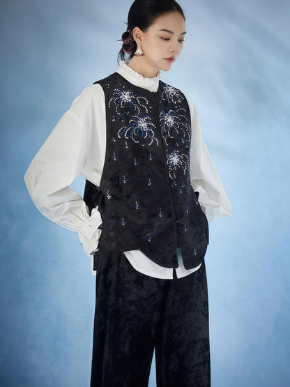 Celestial Spark Embellished Layered Tailored Set