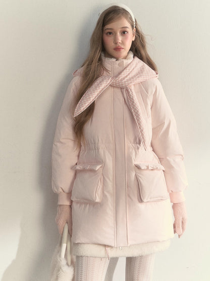 Blush Scarf-Hood Down Coat