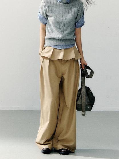 Detachable Lace-Trim Relaxed Tailored Trousers