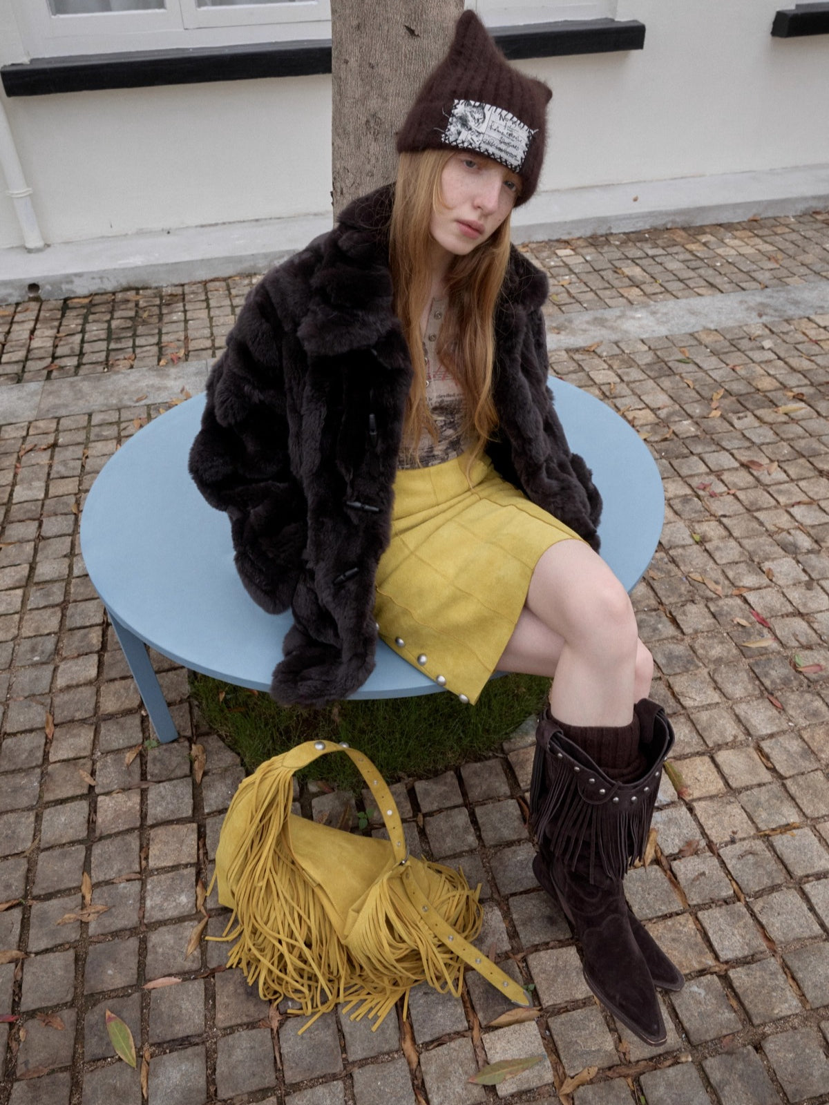 Pointed-Toe Studded Tassel Martin Boots