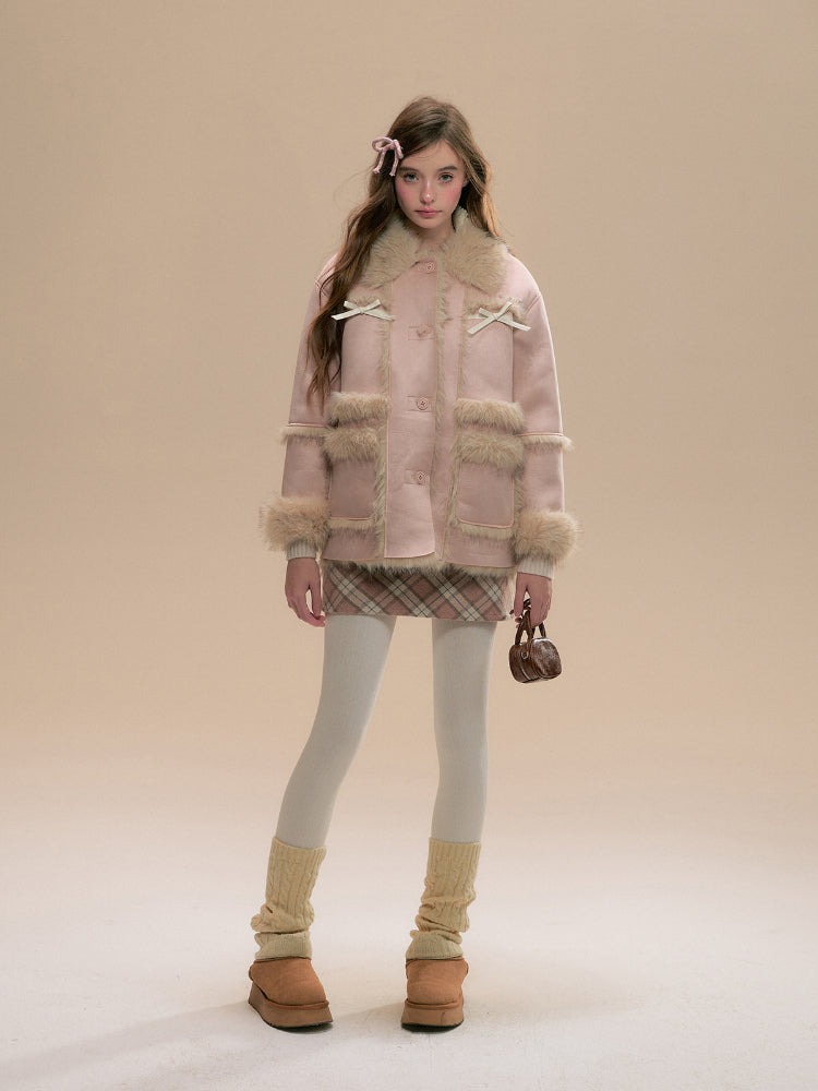 Pink Cedar Faux Fur Coat