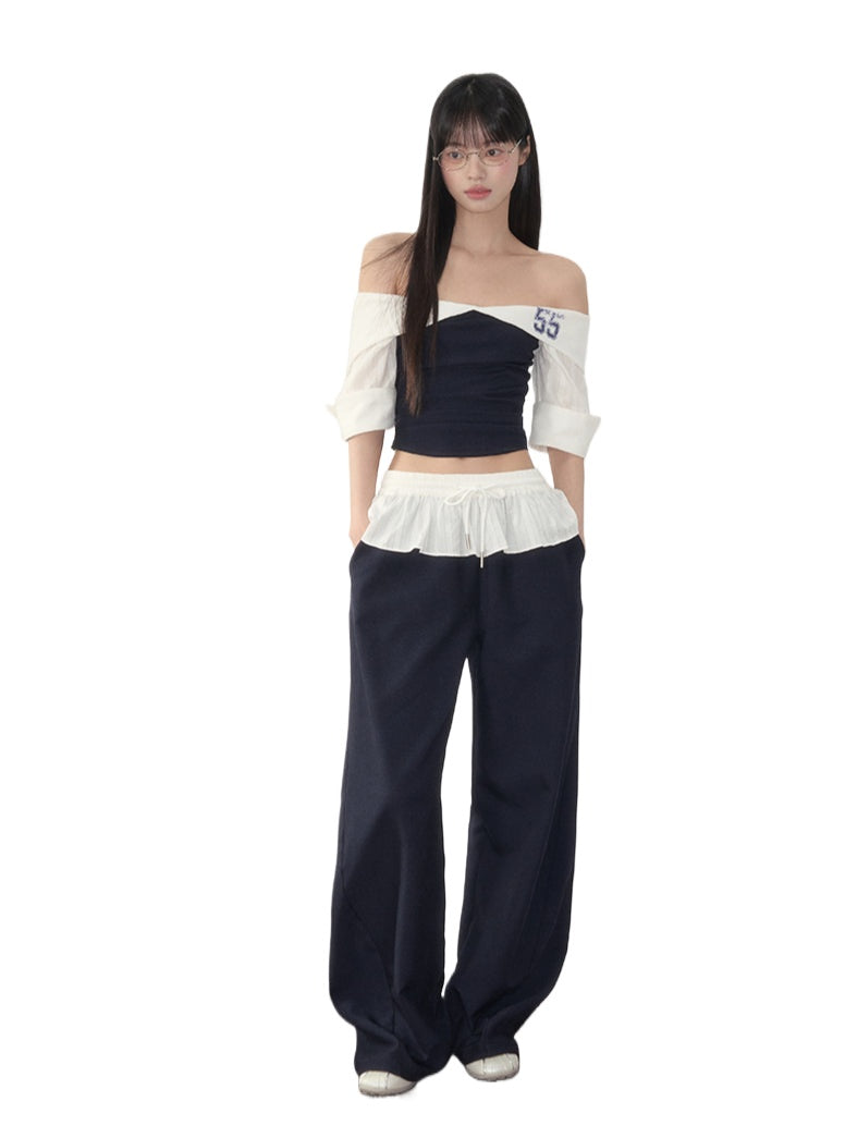 Off-Shoulder Active Blouse &amp; Pants Set - CHINASQUAD