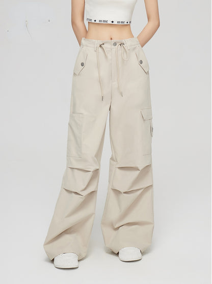 Black &amp; Khaki Cargo Wide-Leg Pants - CHINASQUAD