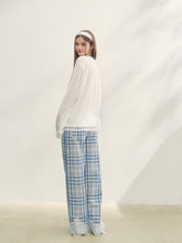 Lace Panel Checked Straight-Leg Pants - CHINASQUAD