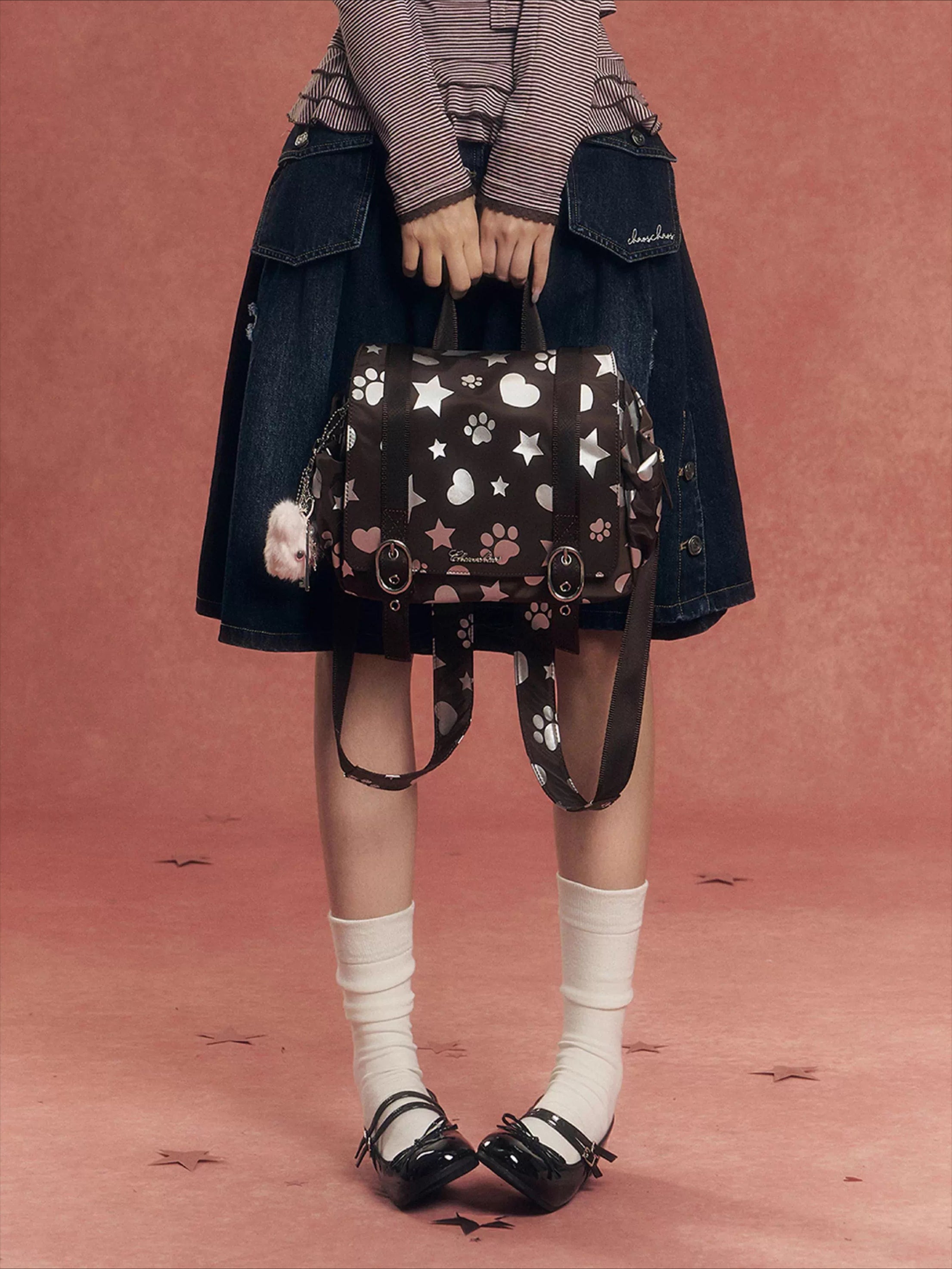 Silver-Stamped Matte Square Backpack