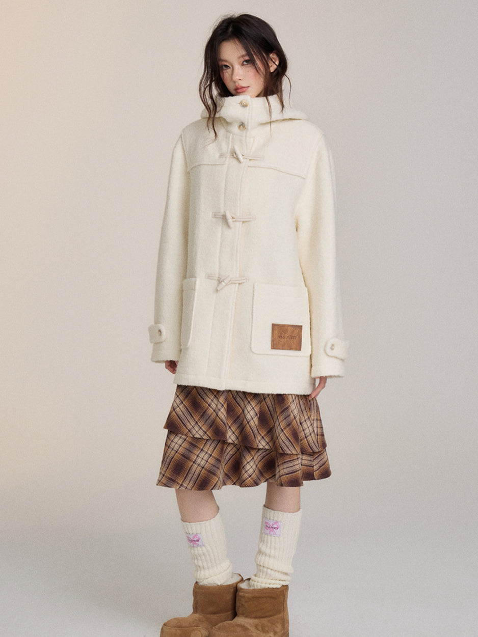 Preppy Plaid Shearling Coat