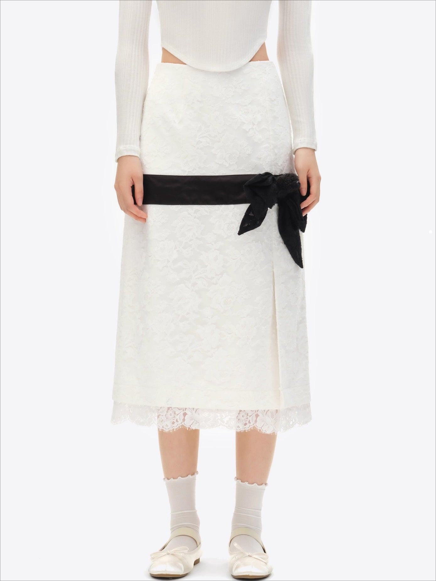 Bow Lace Midi Skirt