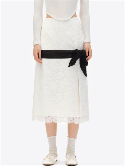 Bow Lace Midi Skirt