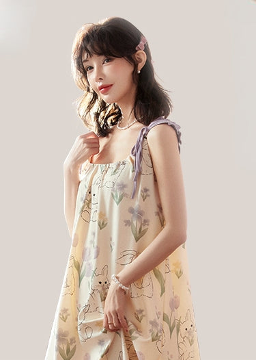 Apricot Cotton Strap Tie Nightdress