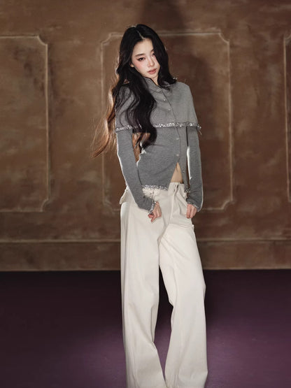 Detachable Cape Wool Knit Sweater