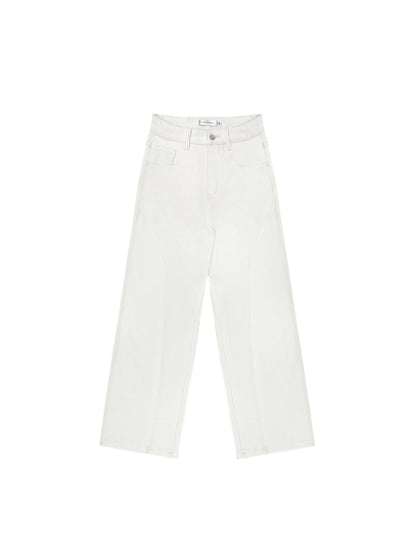 White High-Waisted Wide-Leg Jeans