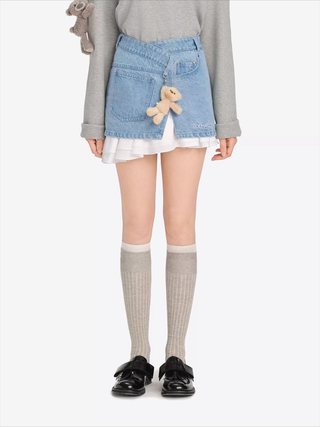 Multi-Way Patchwork Denim Mini Skirt