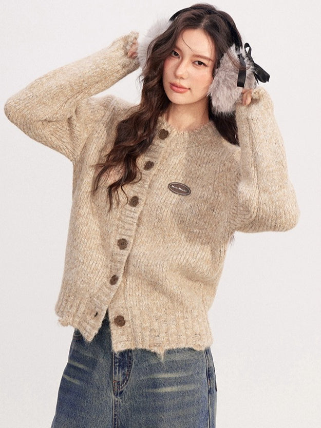 Chunky-Knit Wool-Blend Winter Cardigan