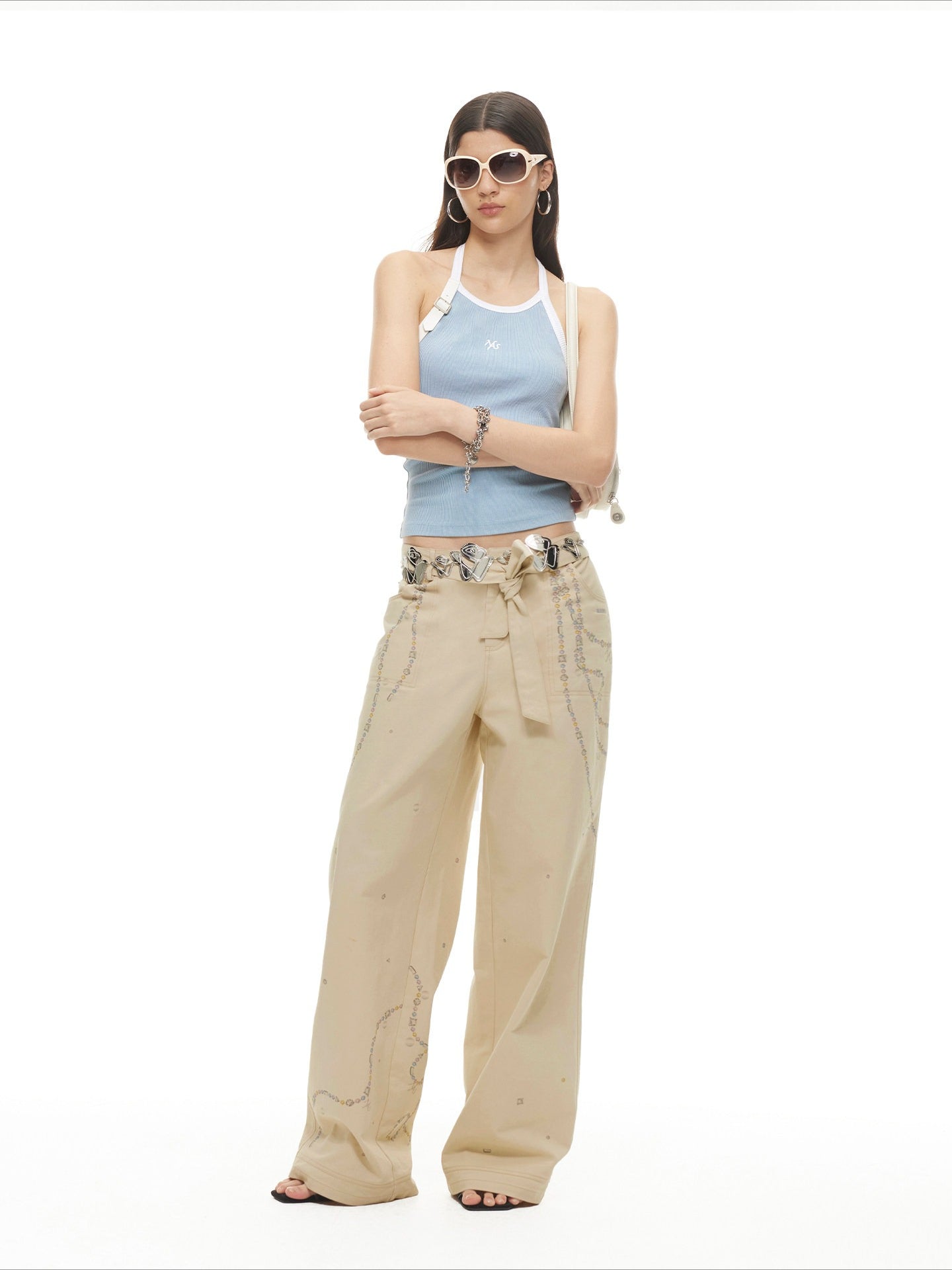 Beverly Relaxed Twill Wide-Leg Trousers