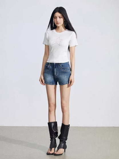 Studded Classic Denim Shorts