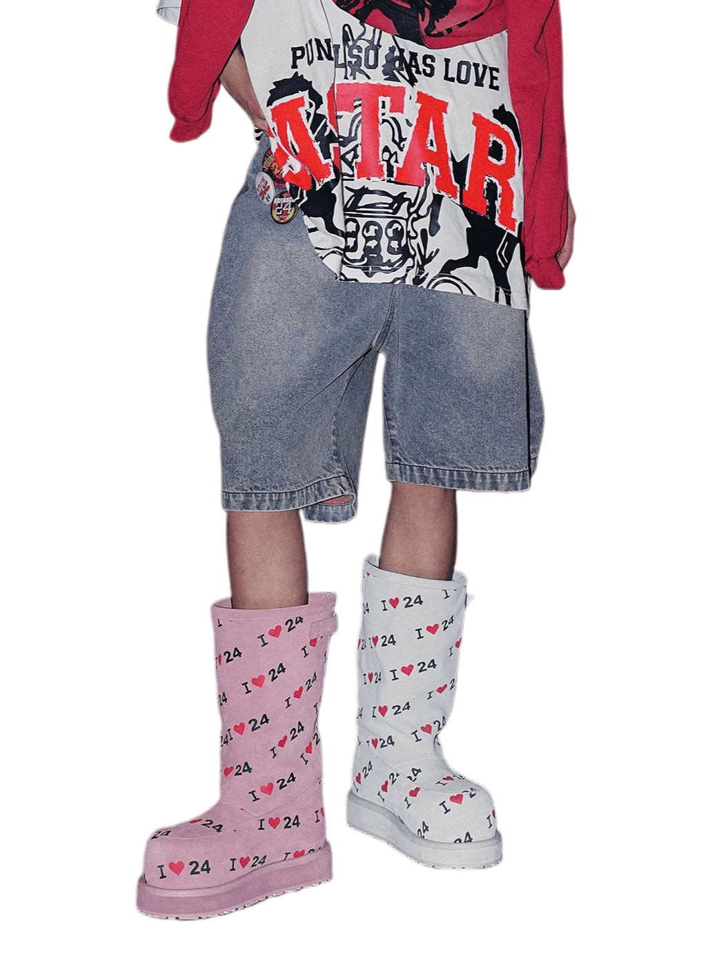 Letter Print Suede Snow Boots