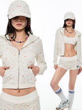 "Cat & Dog" Devil Horn Crop Zip-up Hoodie & Sport Shorts Set - CHINASQUAD