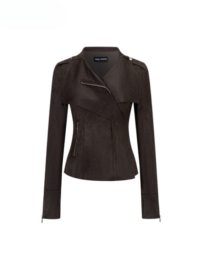 Large Collar Short Suede Jacket - CHINASQUAD